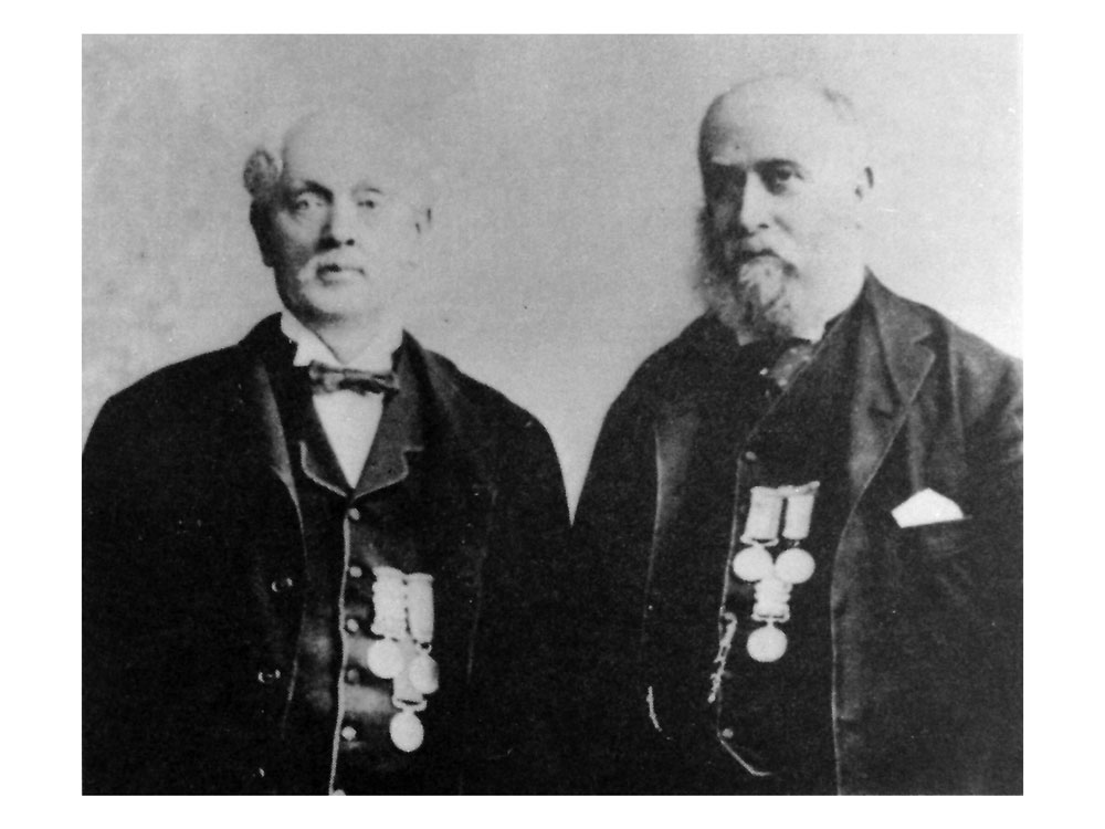 Robert Ashton and Robert Martin [right], photographed together presumably in January 1897 at the time of the Annual Dinner at Chelsea Barracks. Click to enlarge.