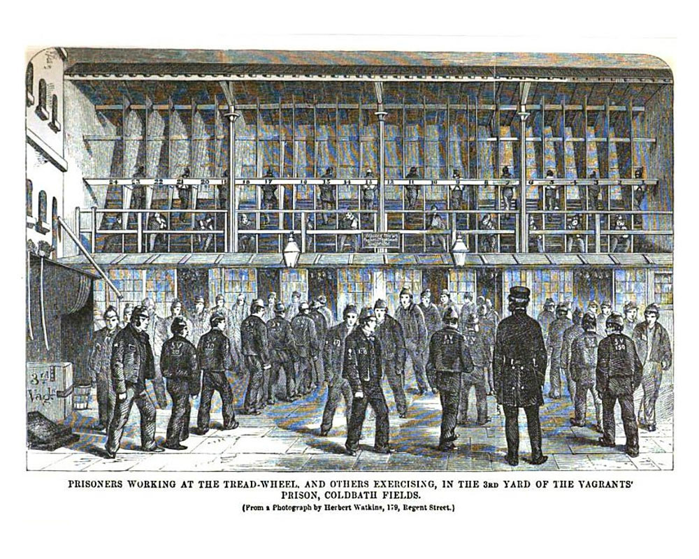 The treadmill at Coldbath Prison, c.1864.