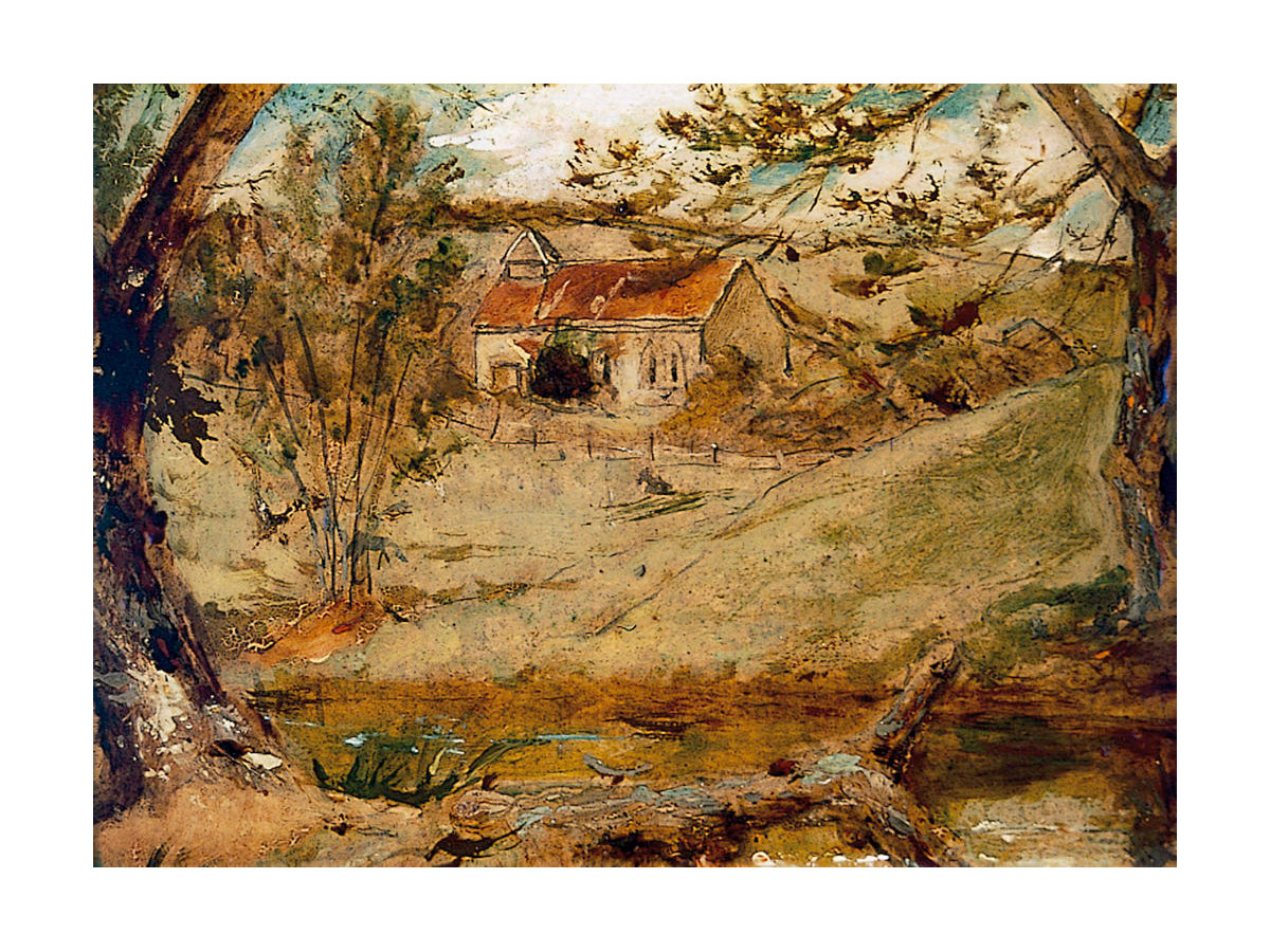 Sketch by William Etty of St Ethelburga's Church, Givendale, c.1843 (York Art Gallery).. Click to enlarge.