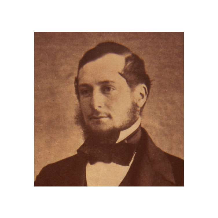 Photographic portrait of Daniel Clutterbuck by Cornelius Jabez Hughes, taken sometime after 1855. Closeup. Royal Collection RCIN 2500085. Click to enlarge.