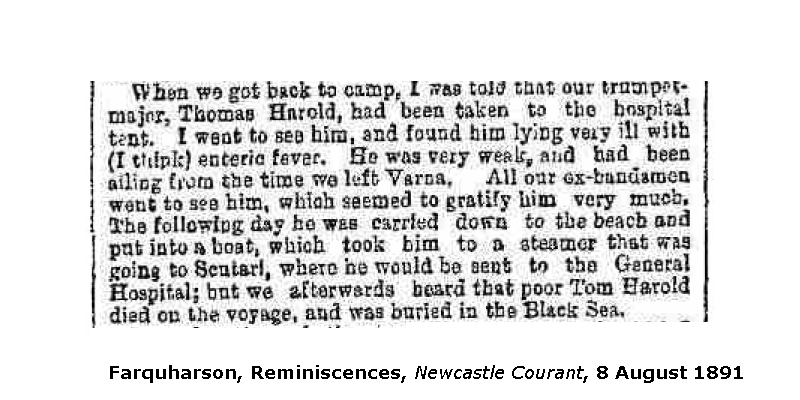 Robert Farquharson's account of Thomas Harrold's death, September 1854. Click to enlarge.