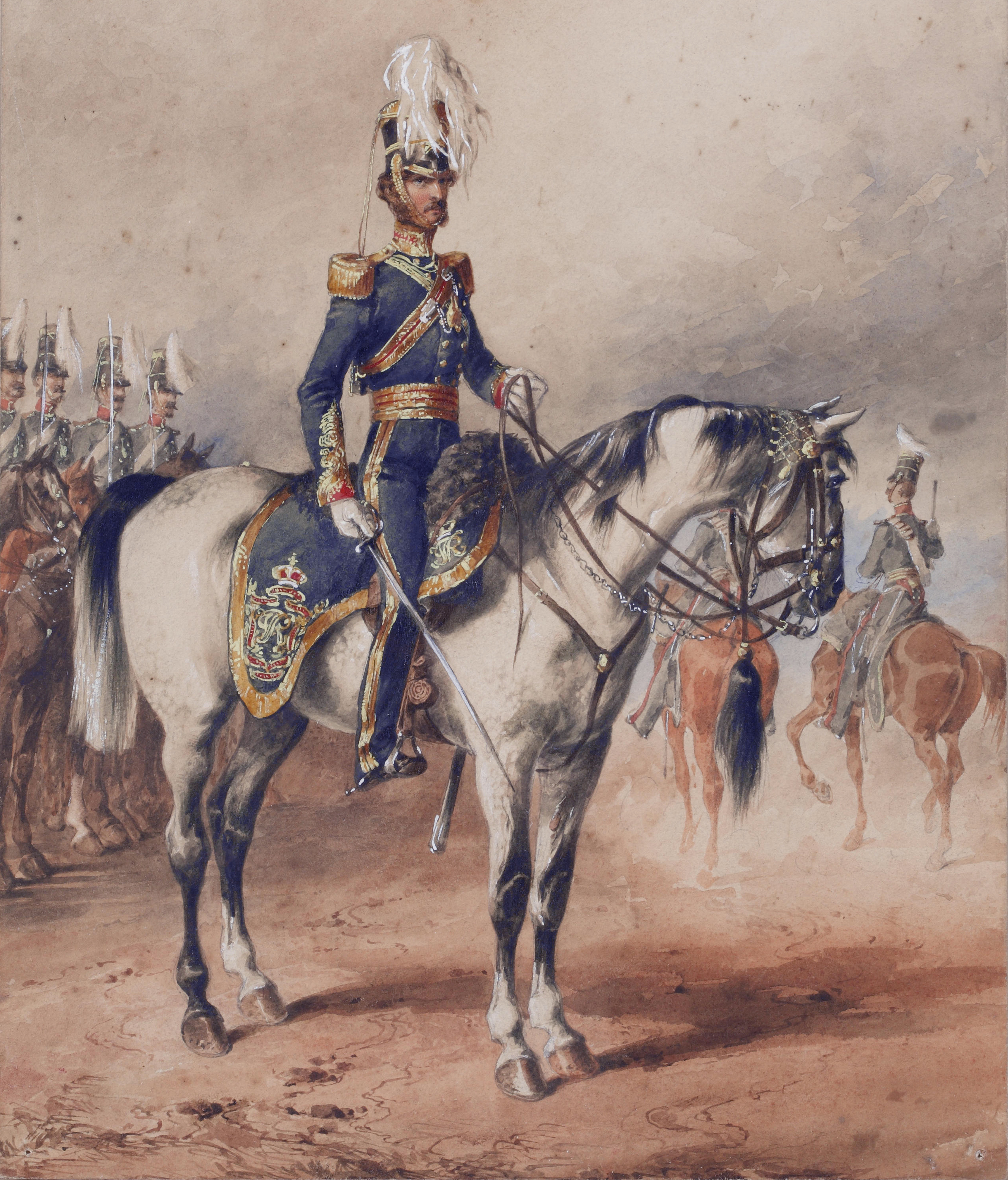 Watercolour portrait of Lieutenant-Colonel Lord George Augustus Frederick Paget, 4th Light Dragoons, Dublin 1850, by Michael Angelo Hayes (1820-1877).