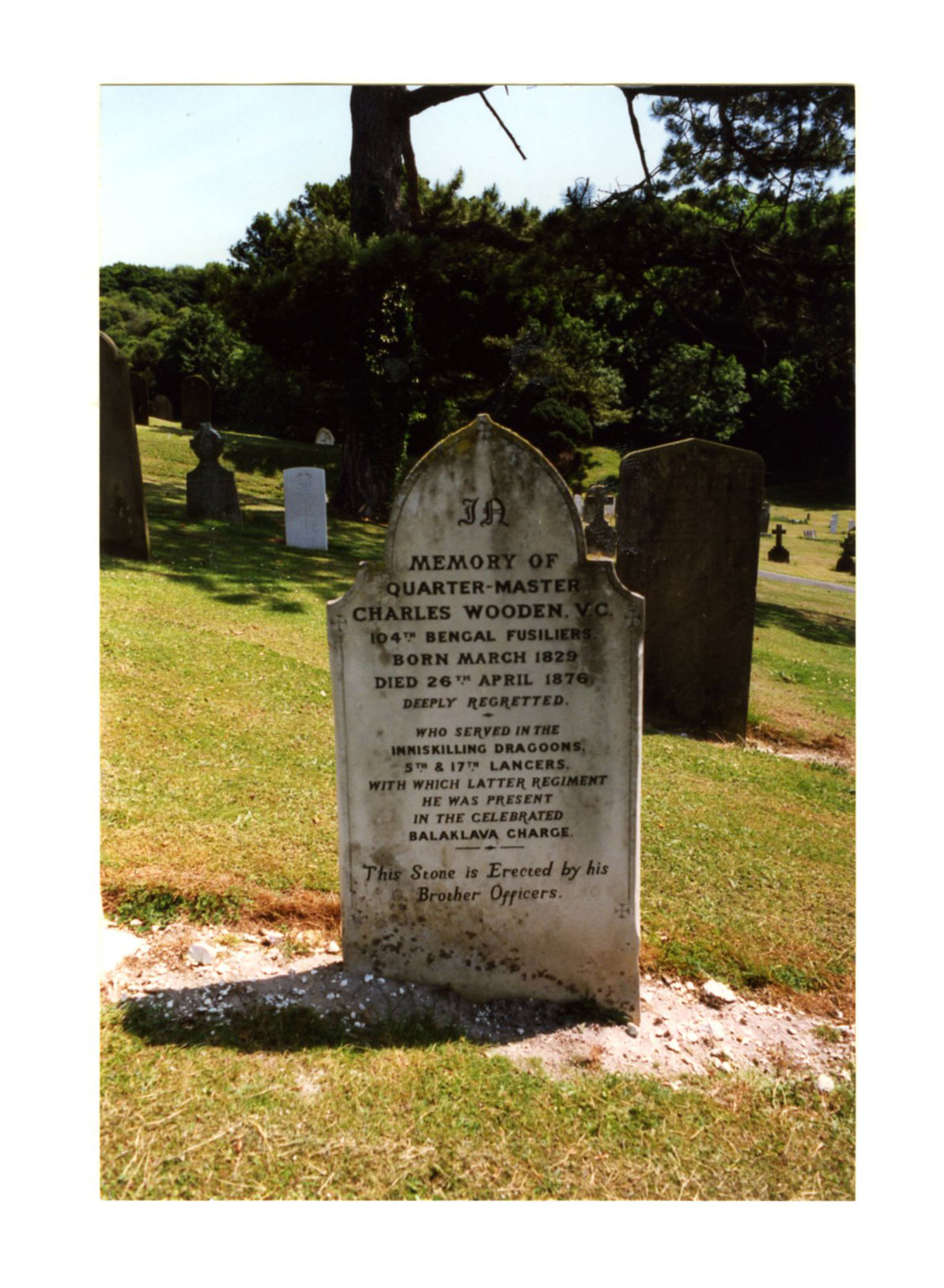 Photograph of Charles Wooden's restored headstone, Dover. Click to enlarge.