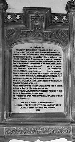 Memorial to Annesley family in St Peter's Church, Farnham
