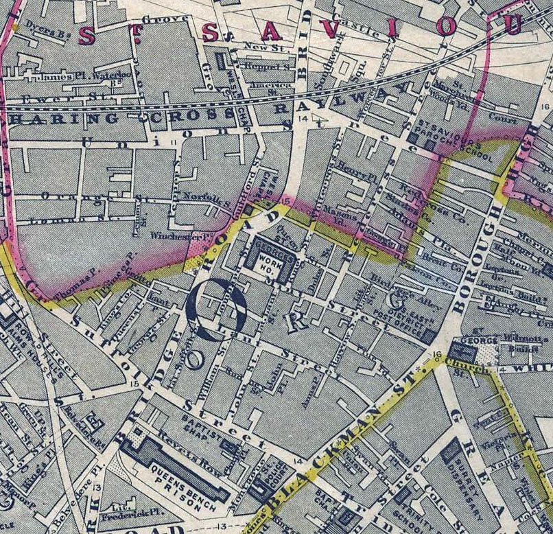 Map: St George's Work House in 1862