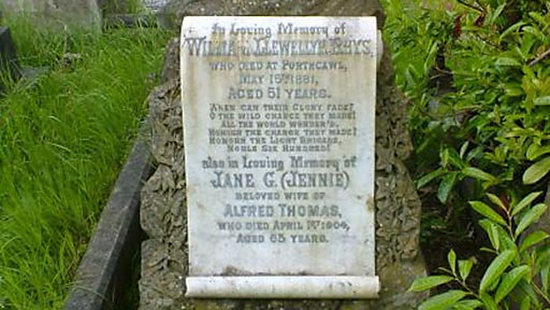 Headstone for William Llewellyn Rhys