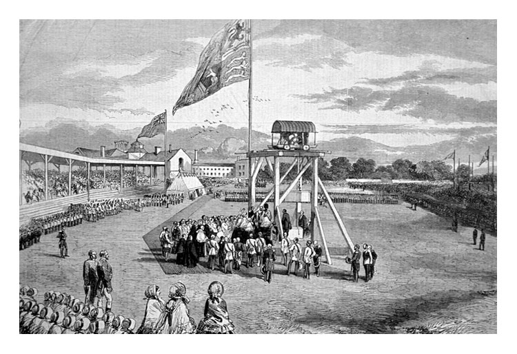 Engraving: Queen Victoria lays the foundation stone, date . Click to enlarge.